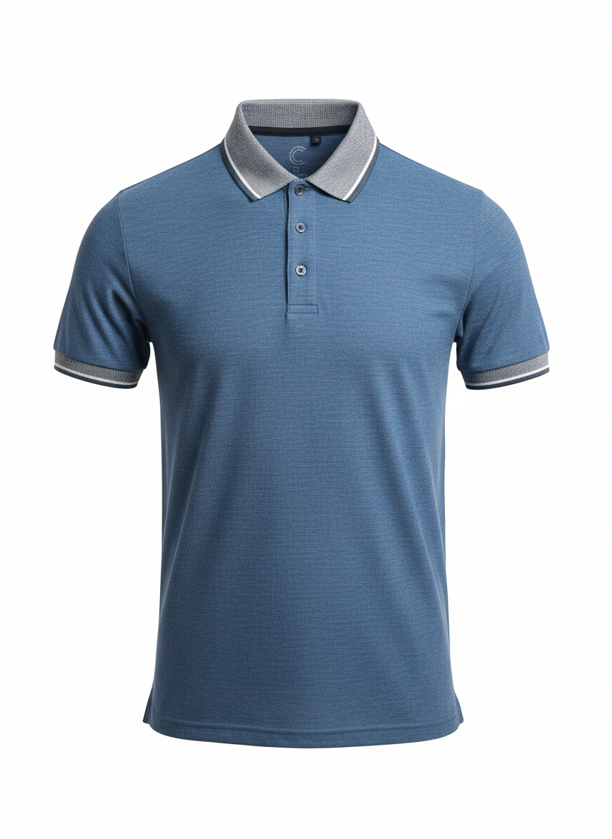 in plain teal polo