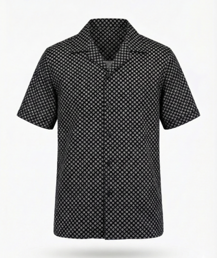 Black Foulard Cuban Shirt