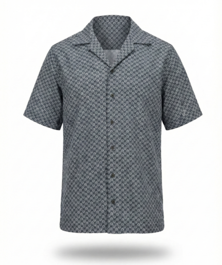 Charcoal Geometric Cuban Shirt