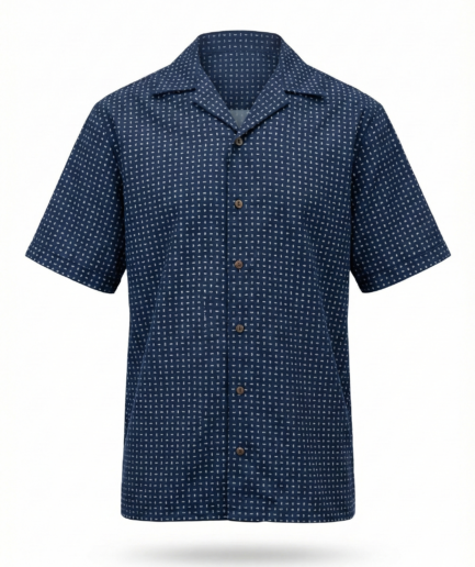 Navy Neat Cuban Shirt