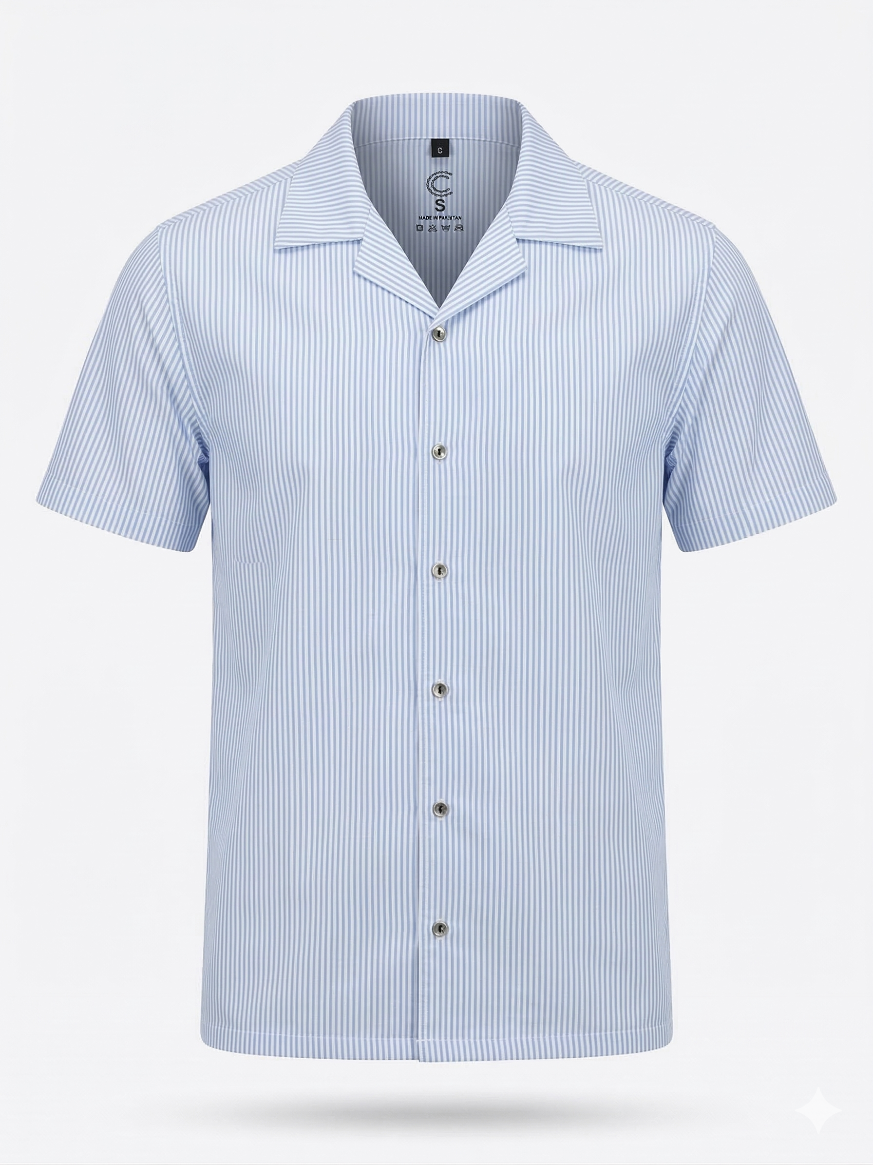blue white stripe cuban shirt