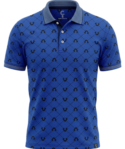 Men’s Premium Blue Printed Polo Shirt