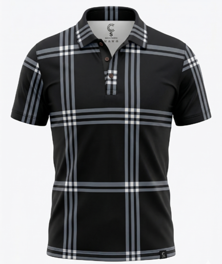Black Grey White Sublimation Polo