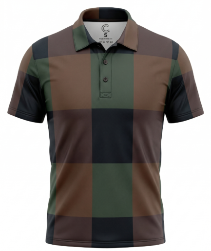 Brown And Olive Box Sublimation Polo