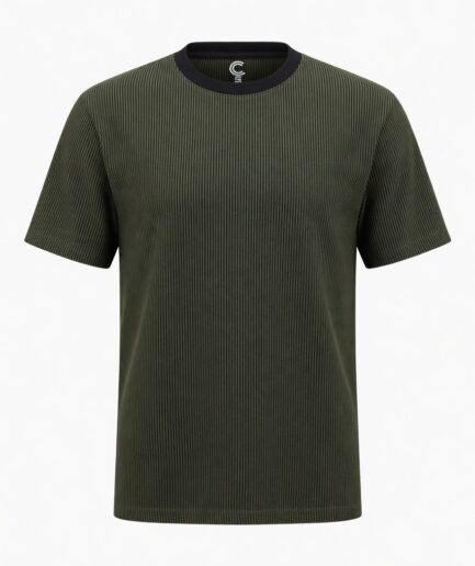 Olive Ribbed Essential Tee